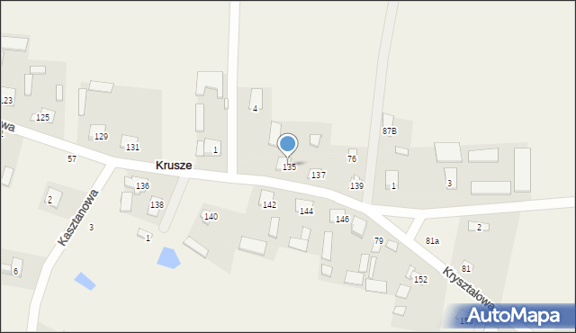 Krusze, Kryształowa, 135, mapa Krusze