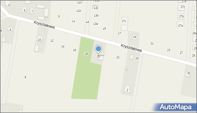 Krusze, Kryształowa, 20, mapa Krusze