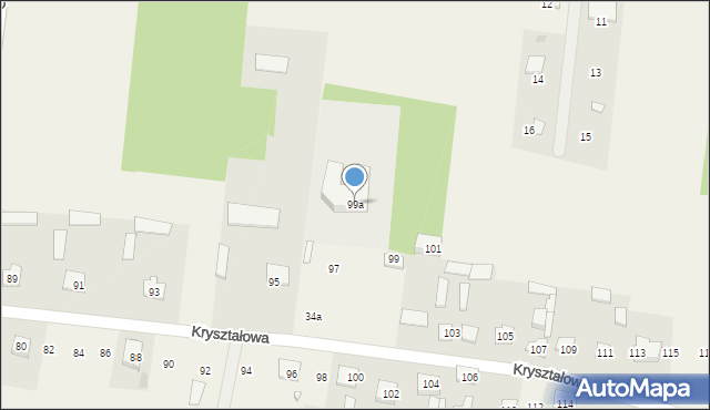 Krusze, Kryształowa, 99a, mapa Krusze