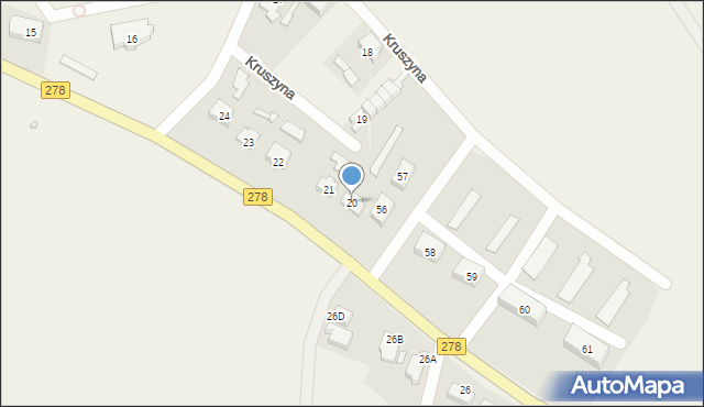 Kruszyna, Kruszyna, 20, mapa Kruszyna