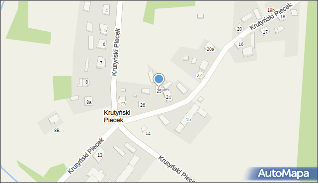 Krutyński Piecek, Krutyński Piecek, 25, mapa Krutyński Piecek