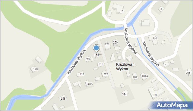 Krużlowa Wyżna, Krużlowa Wyżna, 134, mapa Krużlowa Wyżna