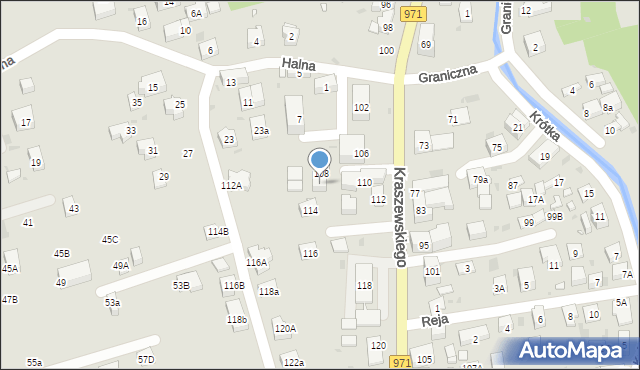 Krynica-Zdrój, Kraszewskiego Józefa Ignacego, 110a, mapa Krynica-Zdrój