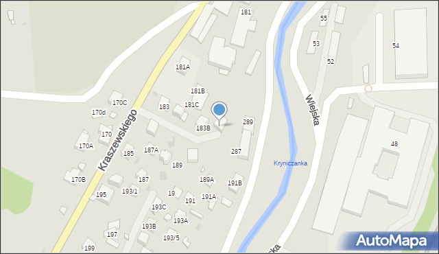 Krynica-Zdrój, Kraszewskiego Józefa Ignacego, 183C, mapa Krynica-Zdrój