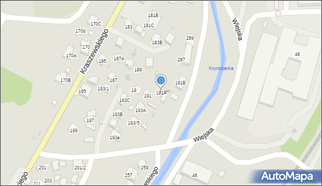 Krynica-Zdrój, Kraszewskiego Józefa Ignacego, 191A, mapa Krynica-Zdrój