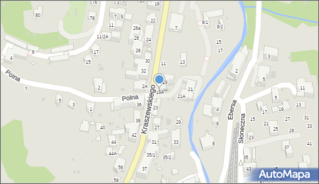 Krynica-Zdrój, Kraszewskiego Józefa Ignacego, 19A, mapa Krynica-Zdrój