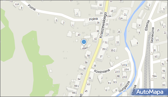 Krynica-Zdrój, Kraszewskiego Józefa Ignacego, 44A, mapa Krynica-Zdrój