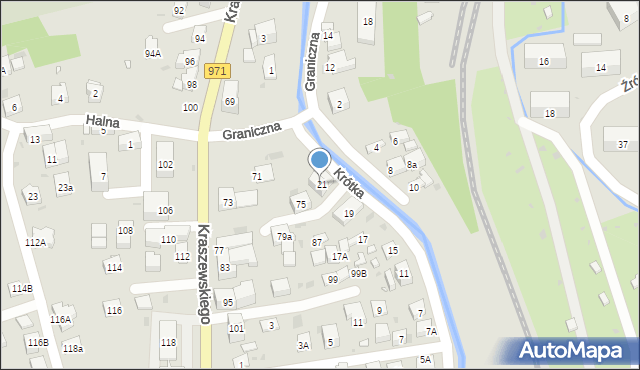 Krynica-Zdrój, Krótka, 23, mapa Krynica-Zdrój