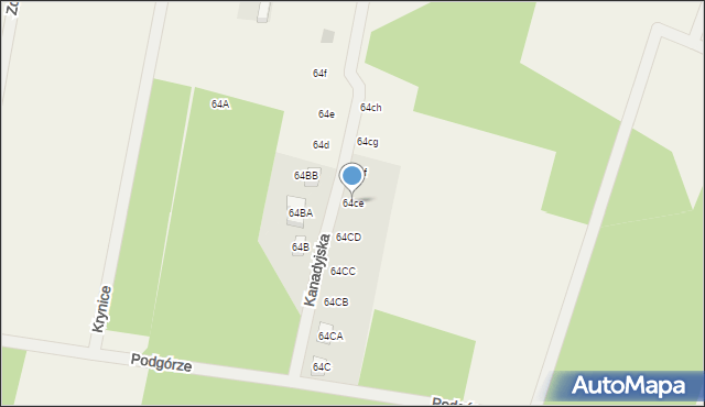 Krynice, Krynice, 64ce, mapa Krynice