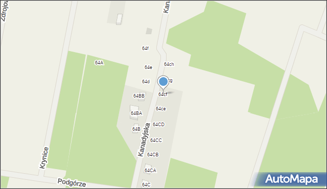 Krynice, Krynice, 64cf, mapa Krynice