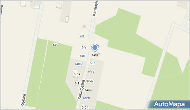 Krynice, Krynice, 64cg, mapa Krynice