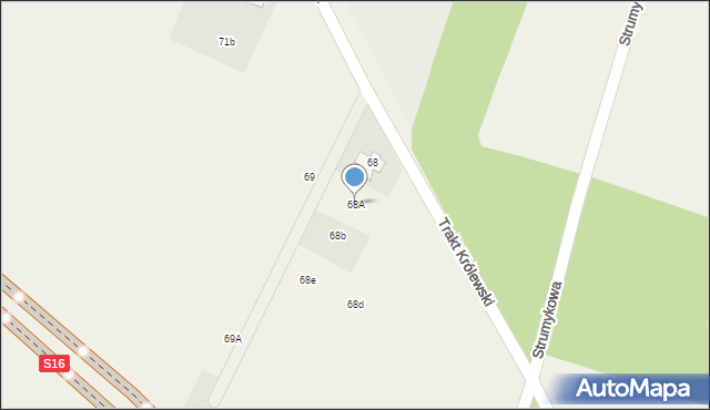 Krynice, Krynice, 68A, mapa Krynice