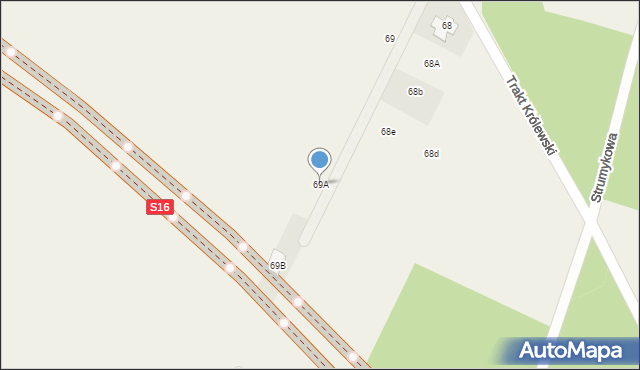 Krynice, Krynice, 69A, mapa Krynice