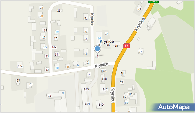 Krynice, Krynice, 1, mapa Krynice