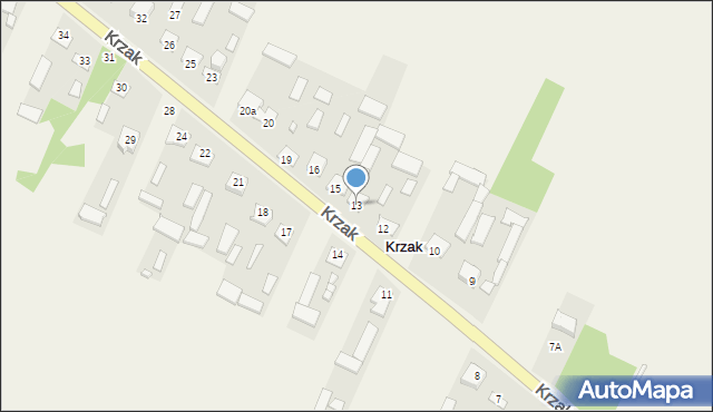 Krzak, Krzak, 13, mapa Krzak