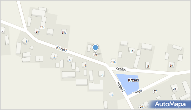 Krzaki, Krzaki, 16, mapa Krzaki