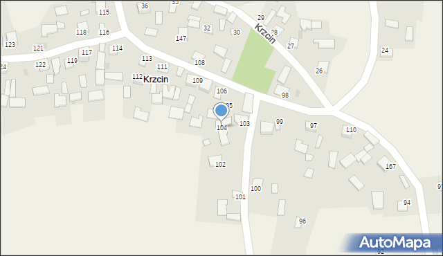 Krzcin, Krzcin, 104, mapa Krzcin