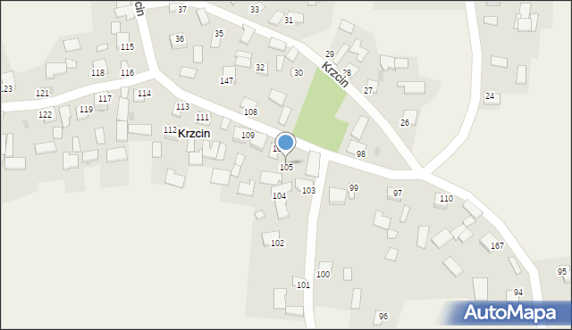 Krzcin, Krzcin, 105, mapa Krzcin