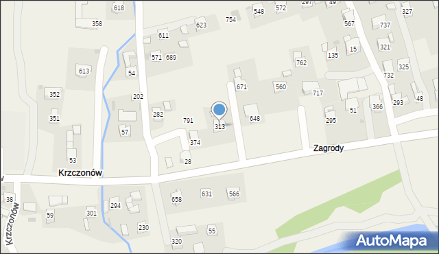 Krzczonów, Krzczonów, 313, mapa Krzczonów