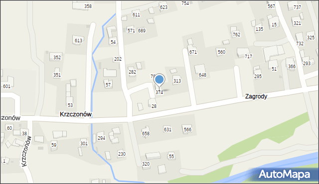 Krzczonów, Krzczonów, 374, mapa Krzczonów
