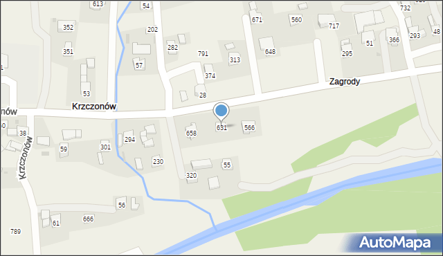 Krzczonów, Krzczonów, 631, mapa Krzczonów