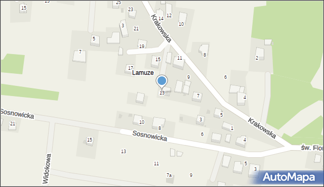 Krzęcin, Krakowska, 13, mapa Krzęcin