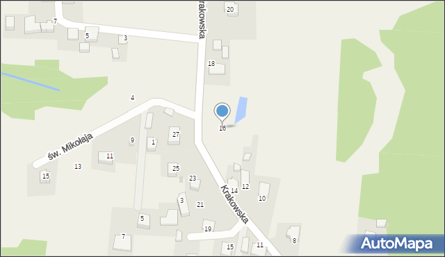 Krzęcin, Krakowska, 16, mapa Krzęcin