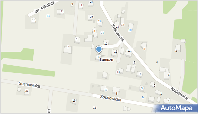 Krzęcin, Krakowska, 17, mapa Krzęcin