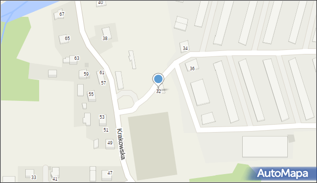 Krzęcin, Krakowska, 32, mapa Krzęcin
