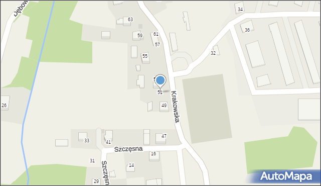 Krzęcin, Krakowska, 51, mapa Krzęcin
