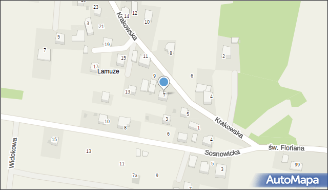 Krzęcin, Krakowska, 7, mapa Krzęcin