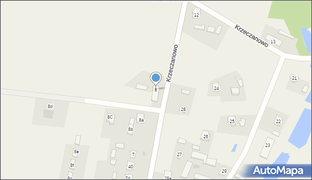 Krzeczanowo, Krzeczanowo, 8, mapa Krzeczanowo