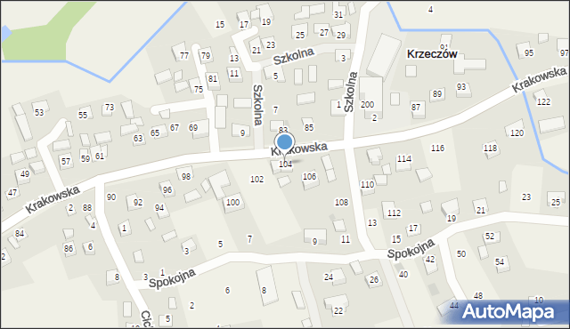 Krzeczów, Krakowska, 104, mapa Krzeczów