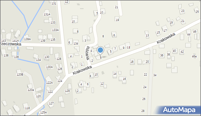 Krzeczów, Krakowska, 3, mapa Krzeczów