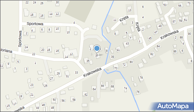 Krzeczów, Krakowska, 37, mapa Krzeczów