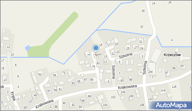 Krzeczów, Krakowska, 79, mapa Krzeczów