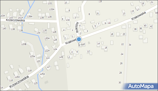 Krzeczów, Krakowska, 8, mapa Krzeczów
