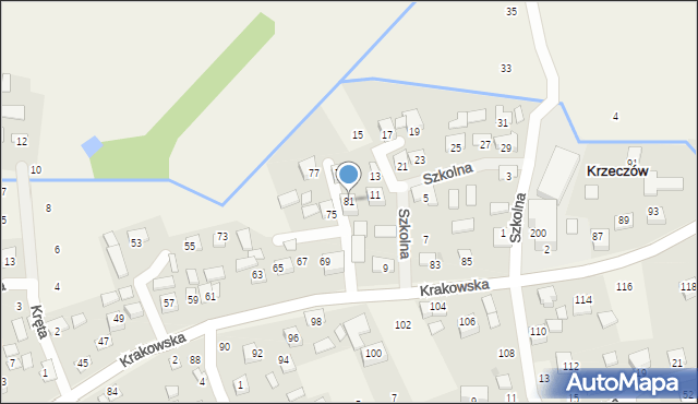 Krzeczów, Krakowska, 81, mapa Krzeczów
