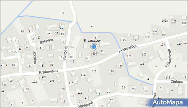 Krzeczów, Krakowska, 89, mapa Krzeczów