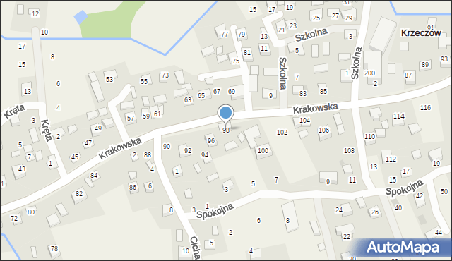 Krzeczów, Krakowska, 98, mapa Krzeczów