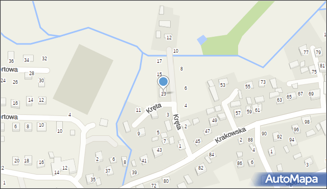 Krzeczów, Kręta, 13, mapa Krzeczów