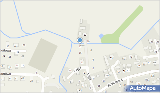 Krzeczów, Kręta, 17, mapa Krzeczów