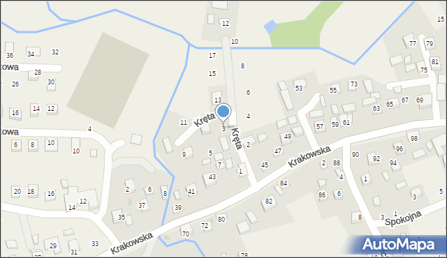 Krzeczów, Kręta, 3, mapa Krzeczów