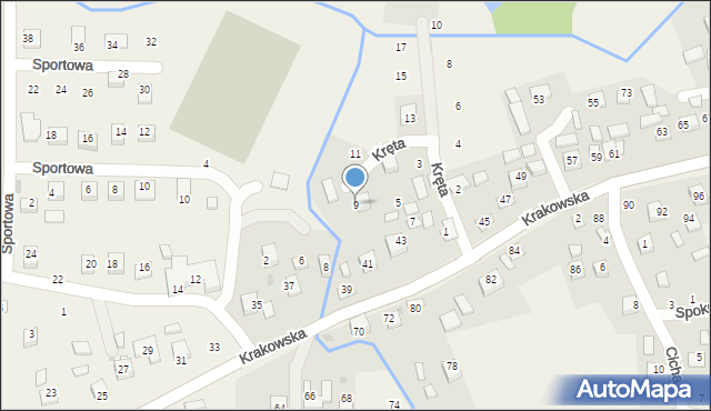 Krzeczów, Kręta, 9, mapa Krzeczów