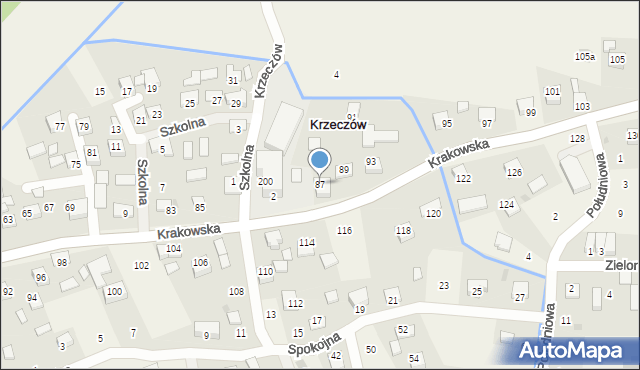 Krzeczów, Krakowska, 87, mapa Krzeczów