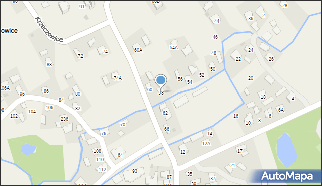 Krzeczowice, Krzeczowice, 58, mapa Krzeczowice