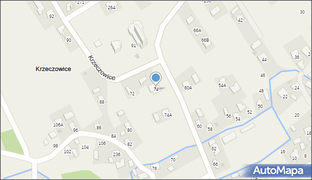 Krzeczowice, Krzeczowice, 74, mapa Krzeczowice