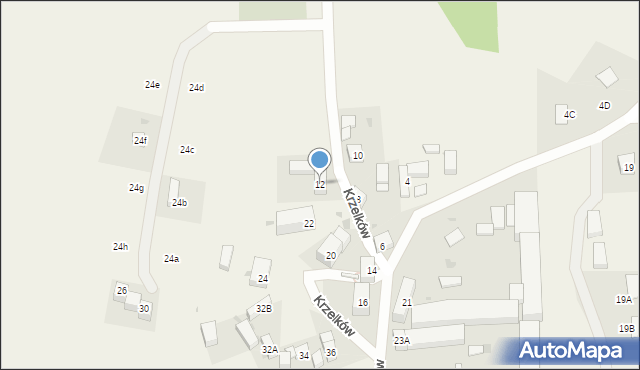 Krzelków, Krzelków, 12, mapa Krzelków