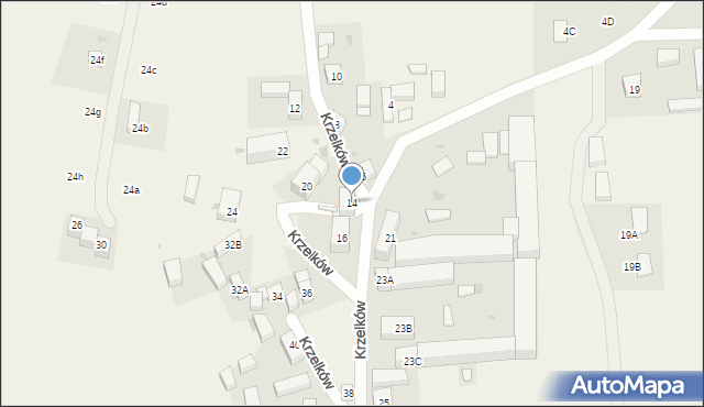 Krzelków, Krzelków, 14, mapa Krzelków