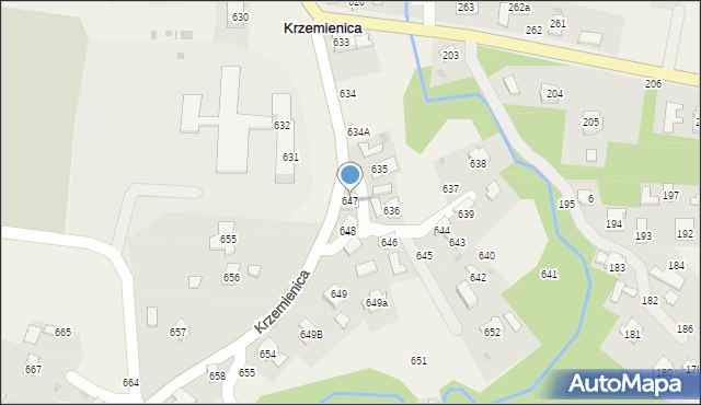 Krzemienica, Krzemienica, 647, mapa Krzemienica